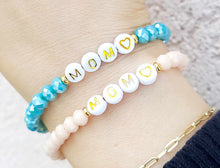 Load image into Gallery viewer, Mom Gold w/Heart Beaded Bracelet - Elena Michele