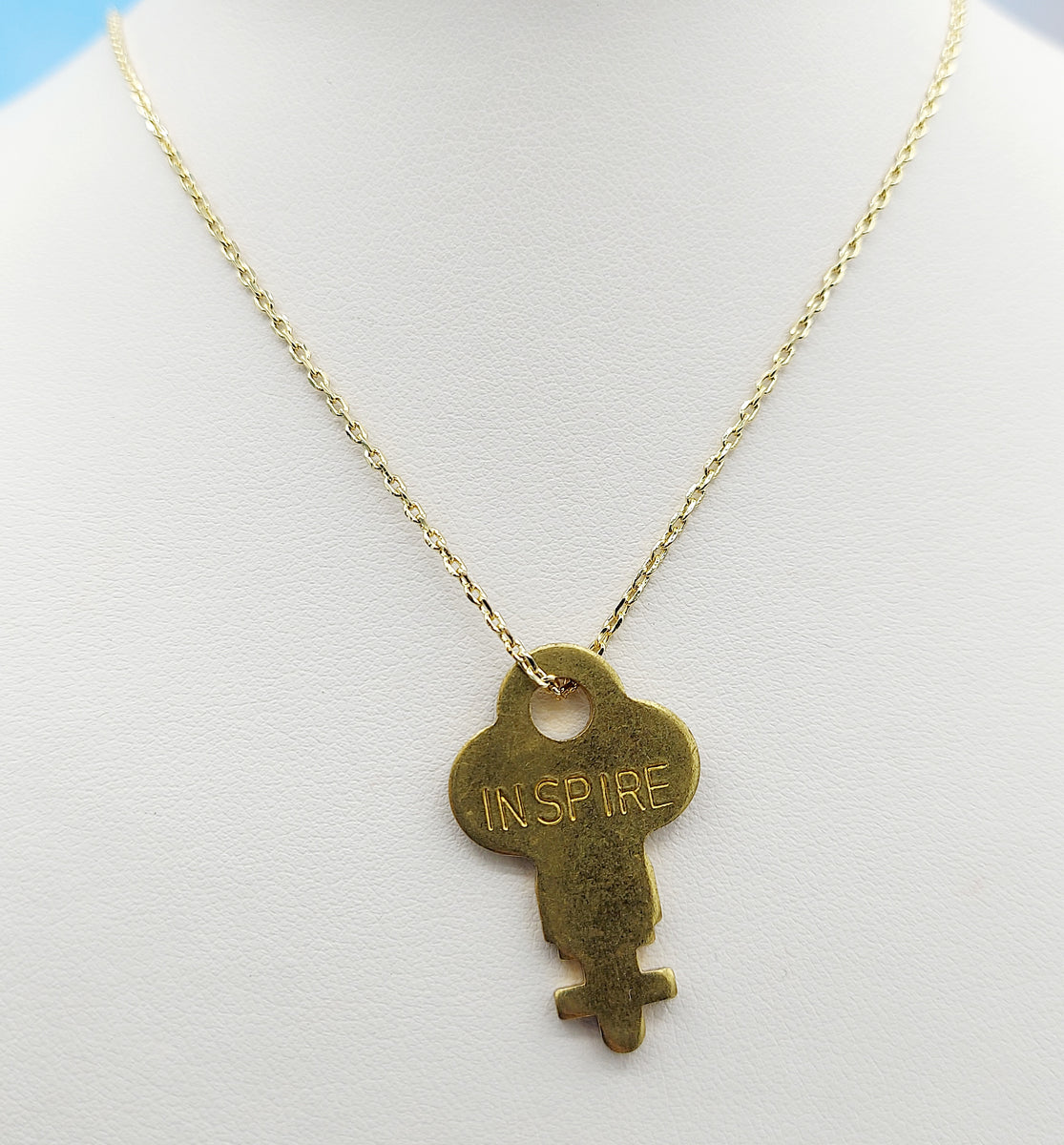 Inspire Dainty Gold Giving Key Necklace - Main Image