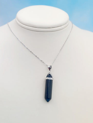 Onyx Crystal Necklace - Sterling Silver