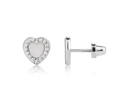 Mother of Pearl Heart Screwback Earrings- Cherished Moments