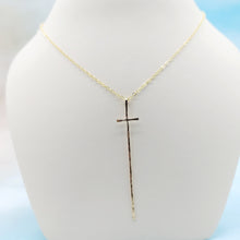 Load image into Gallery viewer, Modern Cross Necklace -14kt gold filled