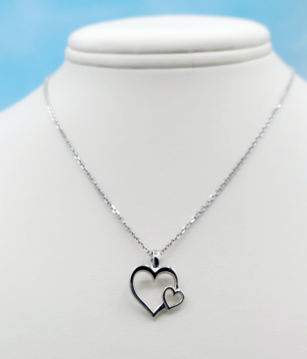 Sterling Silver Necklace w/ Double Heart Charm – L.I.T (Living In Truth)  Jewelry Collection