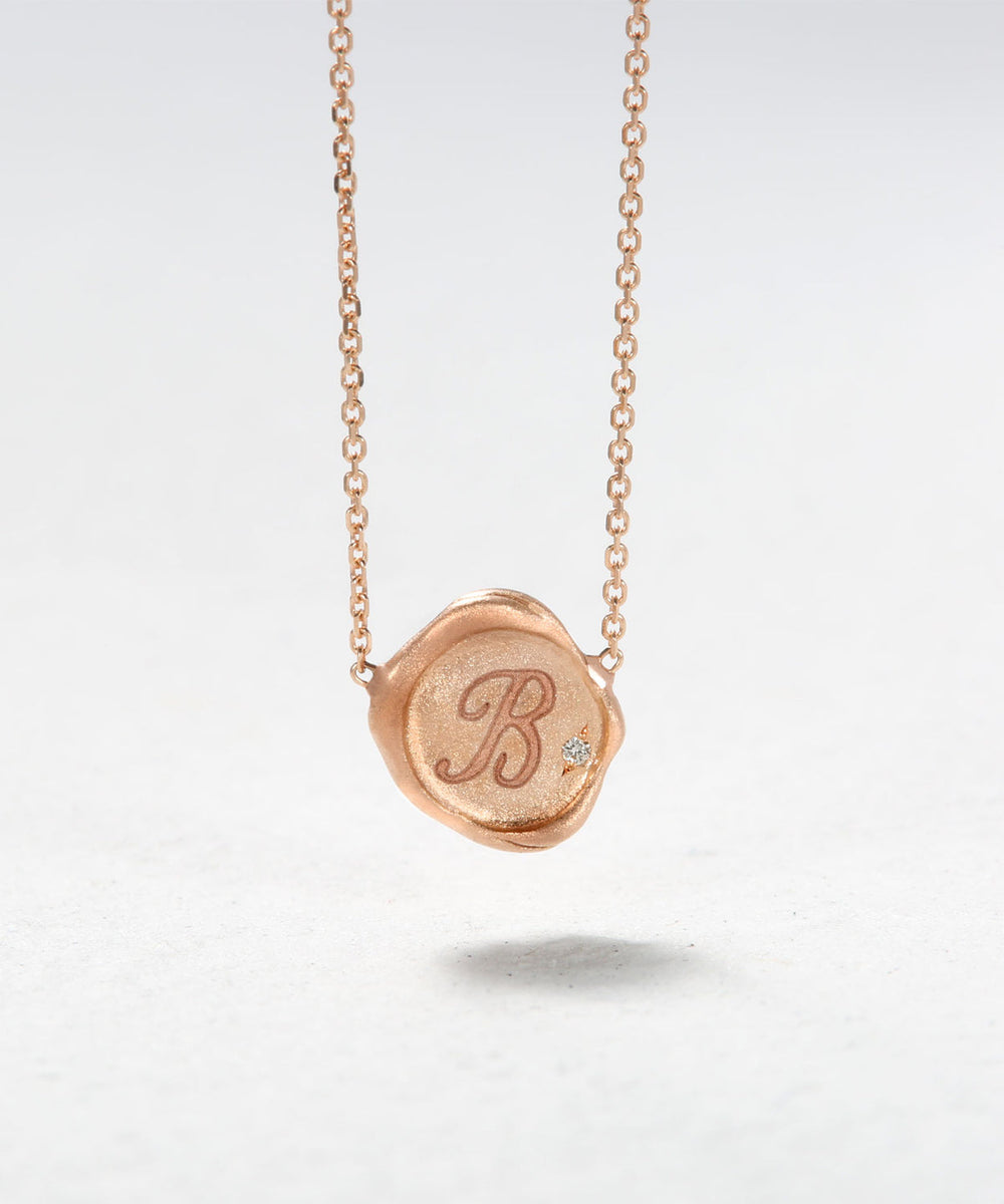 Wax Initial Stamp Necklace - 14K Rose Gold – Marie's Jewelry Store