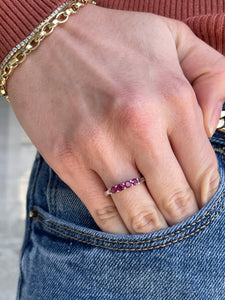 Four Stone Ruby Ring - Sterling Silver