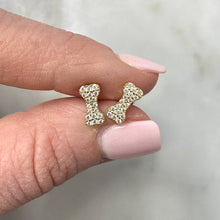 Load image into Gallery viewer, Gold Bitty Dog Bone Studs