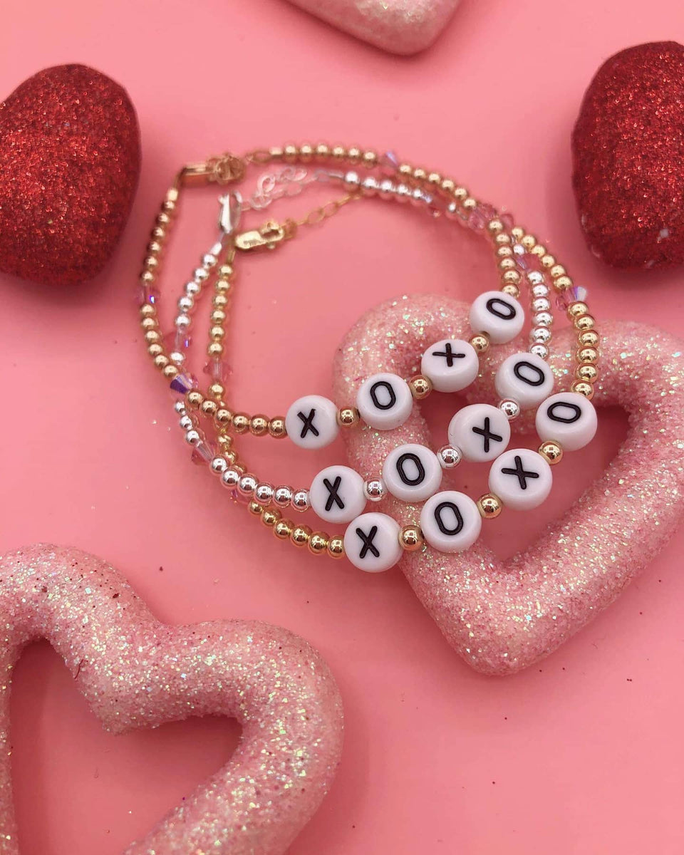 4mm Beaded Bracelet Adorned with Three Heart Beads - Kelly and Rose Boutique