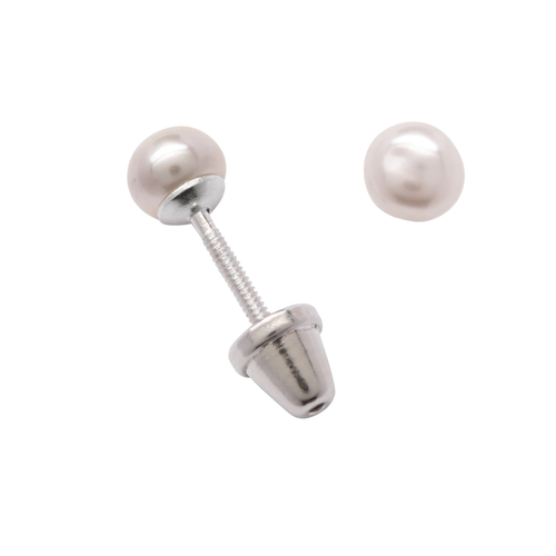 Tiny Pearl Earrings - Little Girls - Sterling Silver