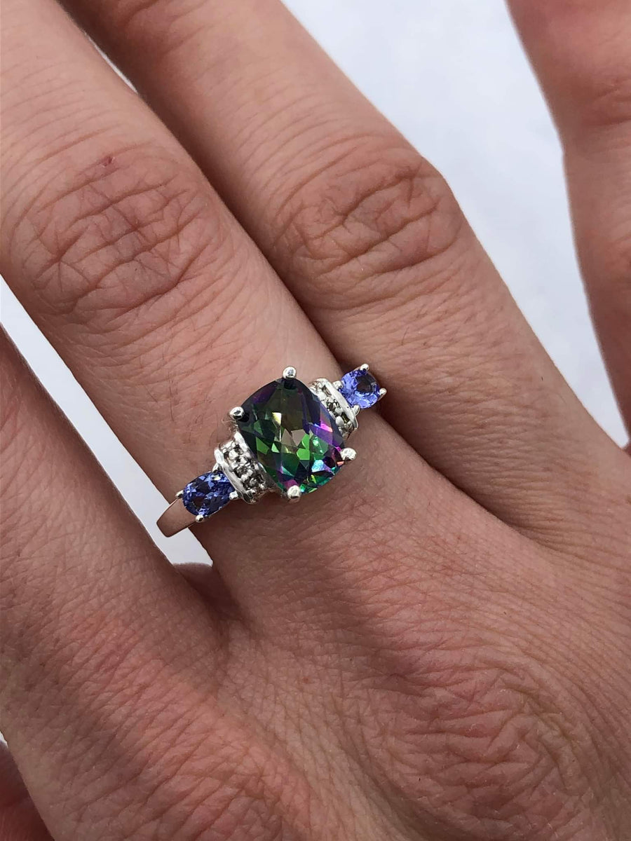 Mystic Topaz and Tanzanite Ring