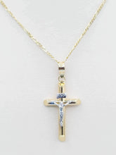 Load image into Gallery viewer, Gold Baby Figaro Chain with Crucifix - 14K Gold