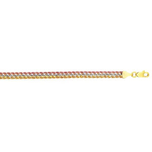 Triple Row Tri Color Rope Bracelet - 10K Gold