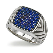 Load image into Gallery viewer, Men’s Blue Sapphire Chevron Ring