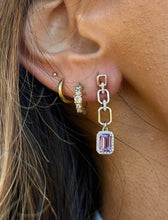 Load image into Gallery viewer, Amethyst Chain Earrings- 14K Yellow Gold