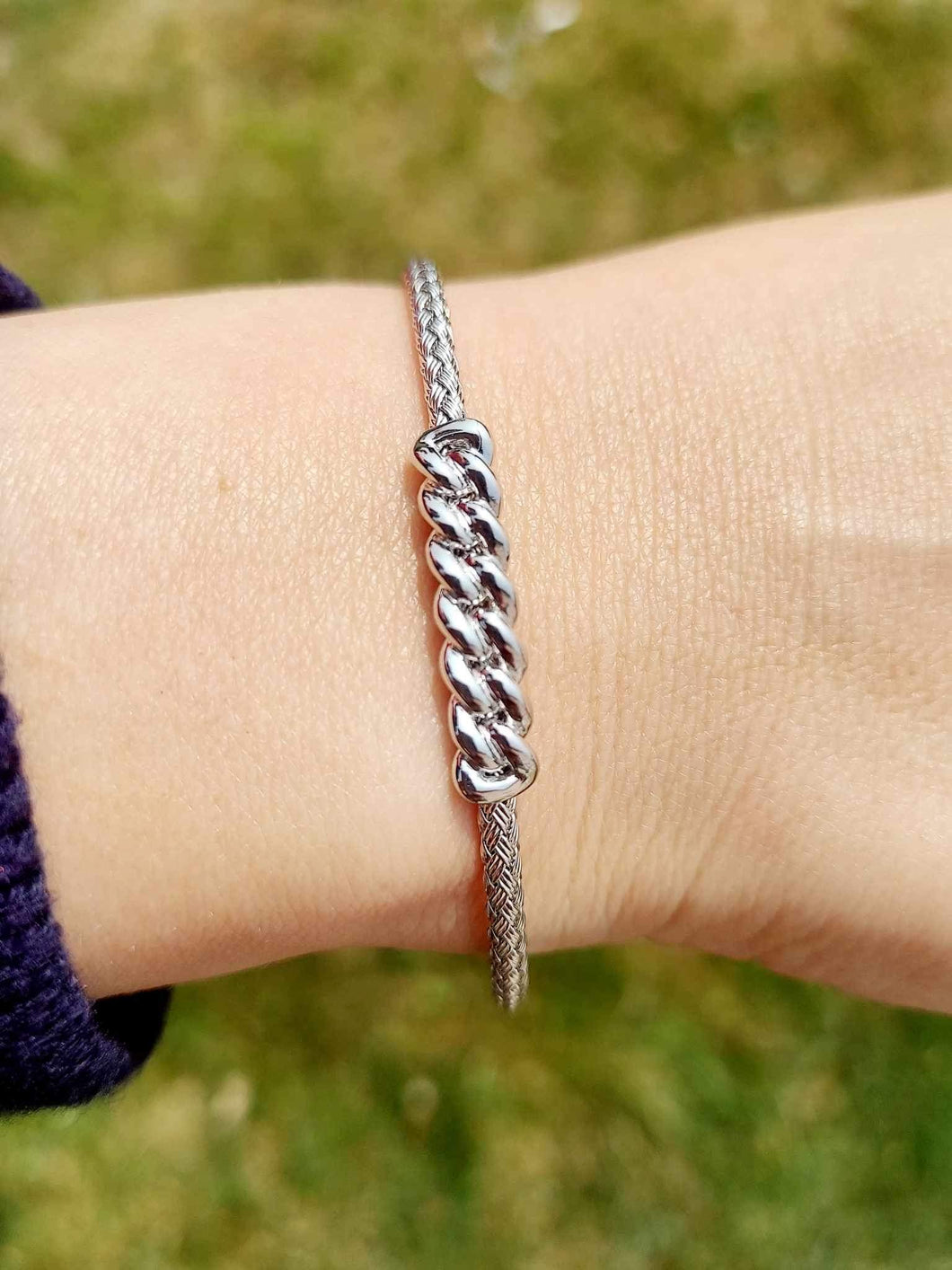 Chain Link Italian Cuff Bangle Bracelet