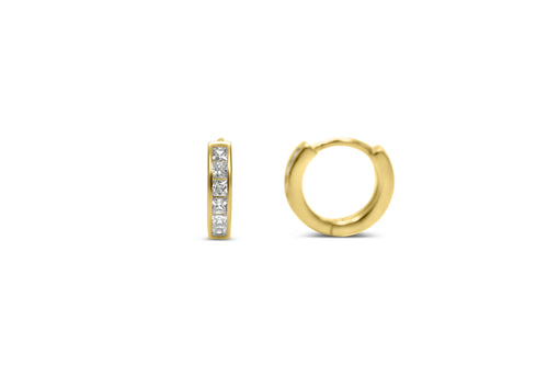CZ Channel Huggie - Gold Plated Sterling Silver