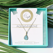 Load image into Gallery viewer, Blue Aquamarine Stone Charm Necklace - TJazelle