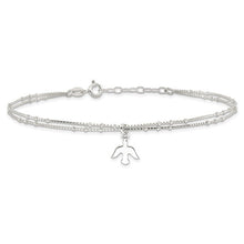 Load image into Gallery viewer, Sterling Silver Polished 2-Strand Dove 9in Plus1in Ext Anklet