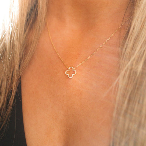 Pave Clover Necklace - Chloe & Lois