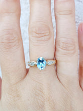 Load image into Gallery viewer, Antique Oval Aquamarine Ring - 14K Yellow Gold Estate