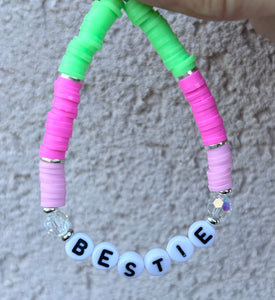 “Bestie" Heishi Stretch Bracelet -Kids