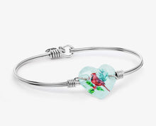 Load image into Gallery viewer, Cardinal Crystal Heart Bangle Bracelet