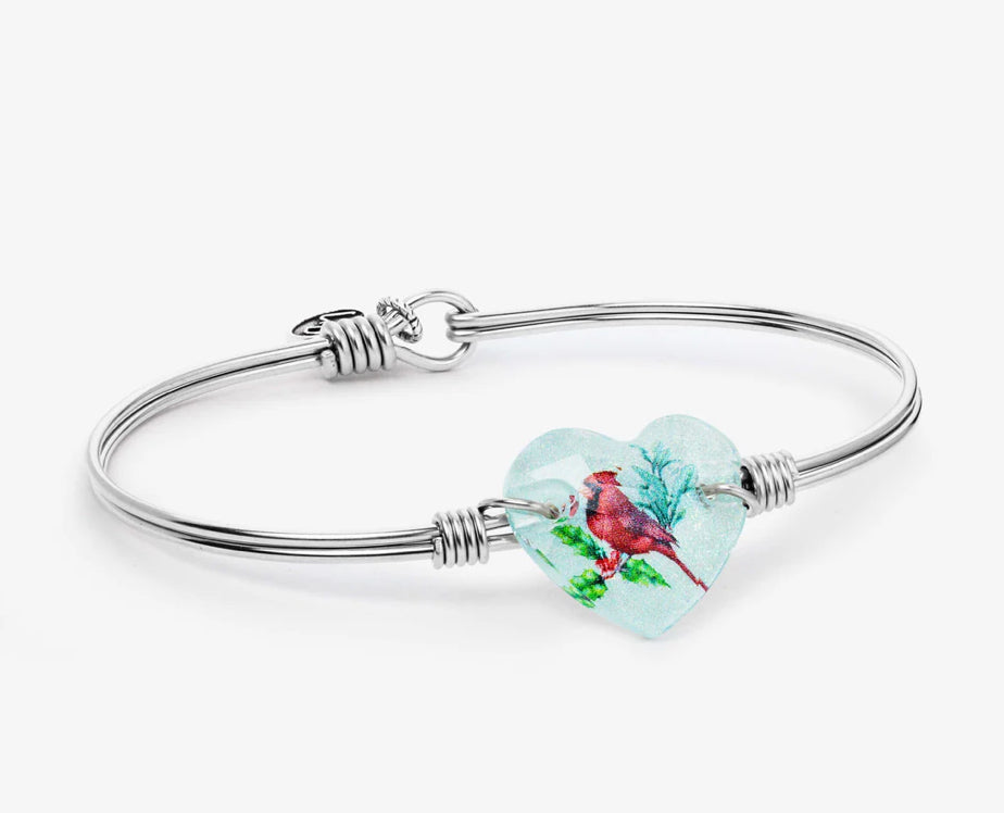 Cardinal Crystal Heart Bangle Bracelet