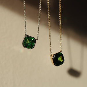 Moss Green Asscher Necklace - Chloe & Lois