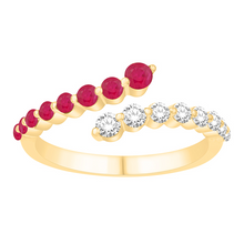 Load image into Gallery viewer, Ruby and Diamond Bypass Ring - 14K