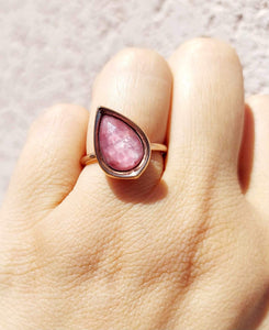 Pink Mother of Pearl & Rose Gold Plated Ring- Smaller Center