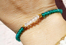 Load image into Gallery viewer, Green Stash Skinny with Clear Center Stretch Bracelet