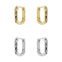 Load image into Gallery viewer, Hammered Rectangle Hoop Earrings