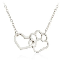 Load image into Gallery viewer, Dog Paw Heart Interlocking Necklace - Stainless Steel