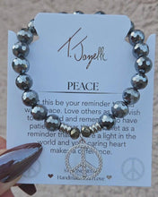 Load image into Gallery viewer, Peace CZ Silver Charm Bracelet - TJazelle