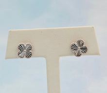 Load image into Gallery viewer, Diamond Cut Clover Stud Earrings - Sterling Silver