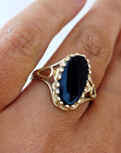 Load image into Gallery viewer, Onyx Oval Ring - 14K Yellow Gold - Estate
