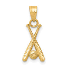 Load image into Gallery viewer, Baseball with Bats Charm - 10K Yellow Gold