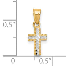 Load image into Gallery viewer, Tiny Diamond-Cut Cross Pendant &amp; 14&quot; White Gold Chain