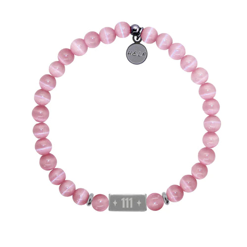 Angel Number 111 Intuition Charm with Pink Cats Eye Charity Bracelet