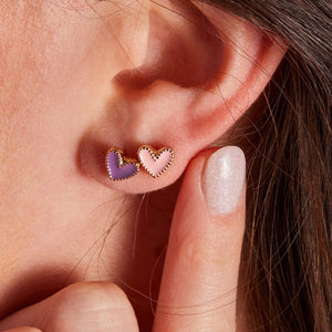 Heart Stud Earrings in Pink