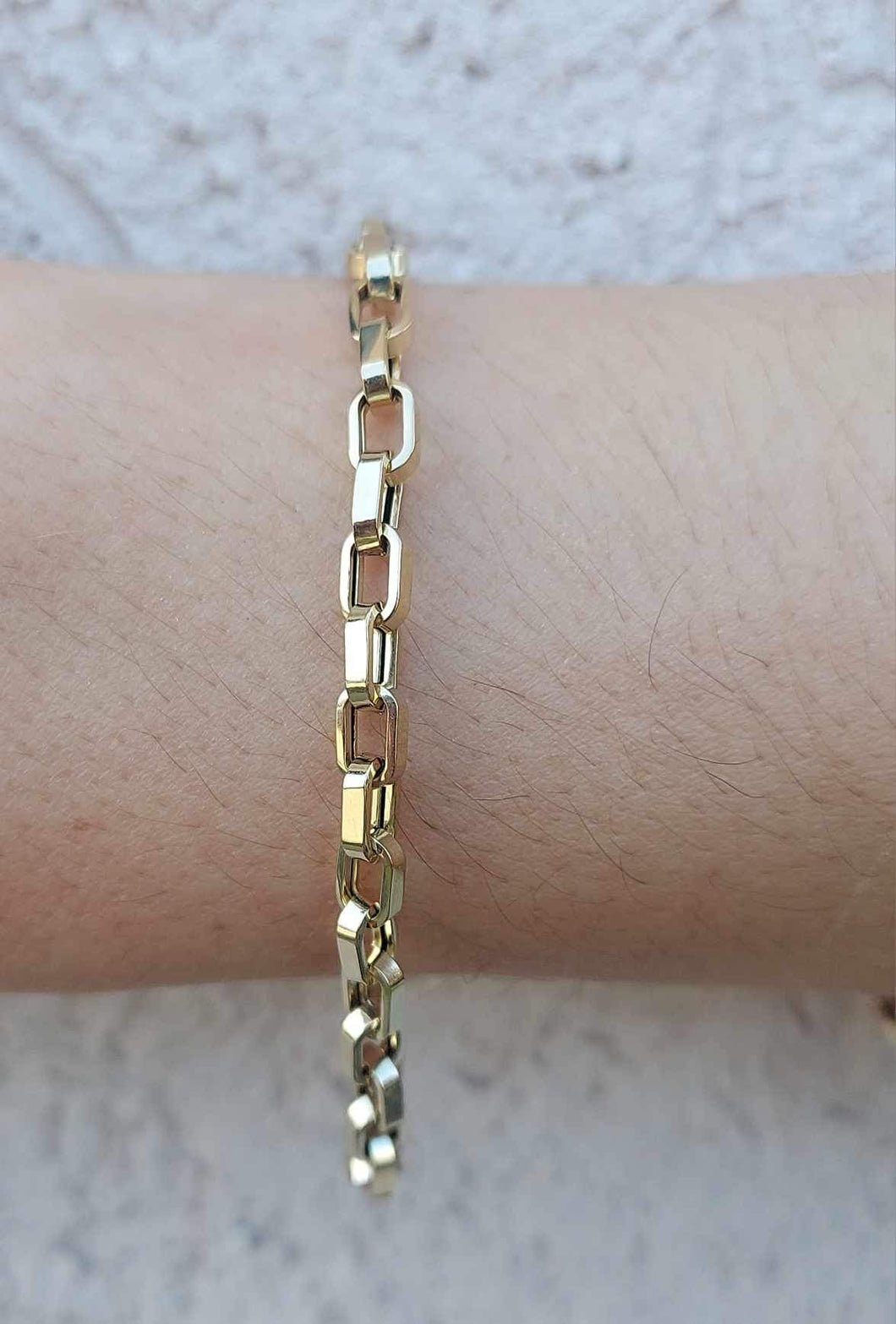 Small Box Link Gold Bracelet - 14K