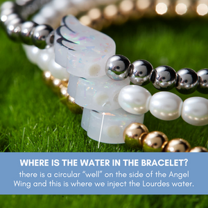 Guardian Angel Holy Water Stretch Bracelet in Pearl