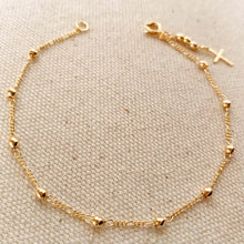 Load image into Gallery viewer, 18k Gold Filled Beaded Bracelet with Cross Charm
