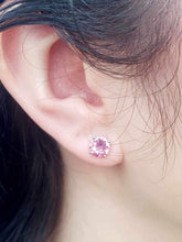 Load image into Gallery viewer, Pink Topaz Stud Earrings - Sterling Silver