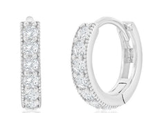 Load image into Gallery viewer, 13mm CZ Hoop Earrings-Sterling Silver