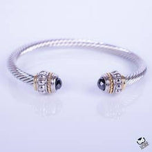 Load image into Gallery viewer, Beaded Black Cable Bangle