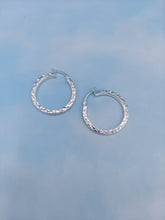 Load image into Gallery viewer, 1.25" X Design Diamond Cut Silver Hoop Earrings - Sterling Silver