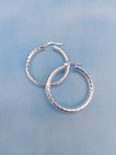 Load image into Gallery viewer, 1.25" Diamond Cut Silver Hoop Earrings - Sterling Silver