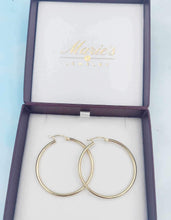 Load image into Gallery viewer, 1.5” Thin Polished Hoops - 14K Yellow Gold