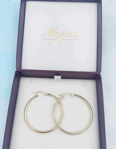 1.5” Thin Polished Hoops - 14K Yellow Gold