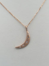 Load image into Gallery viewer, Diamond Moon And Stars Necklace - 14K Rose Gold