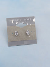 Load image into Gallery viewer, Small Oval CZ Stud Earrings - Sterling Silver